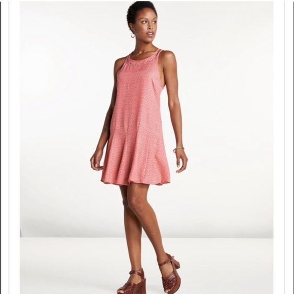 TOAD&CO Windsong Strappy Dress Guava Diamond Print Pockets Beachy Size Small - Picture 2 of 9